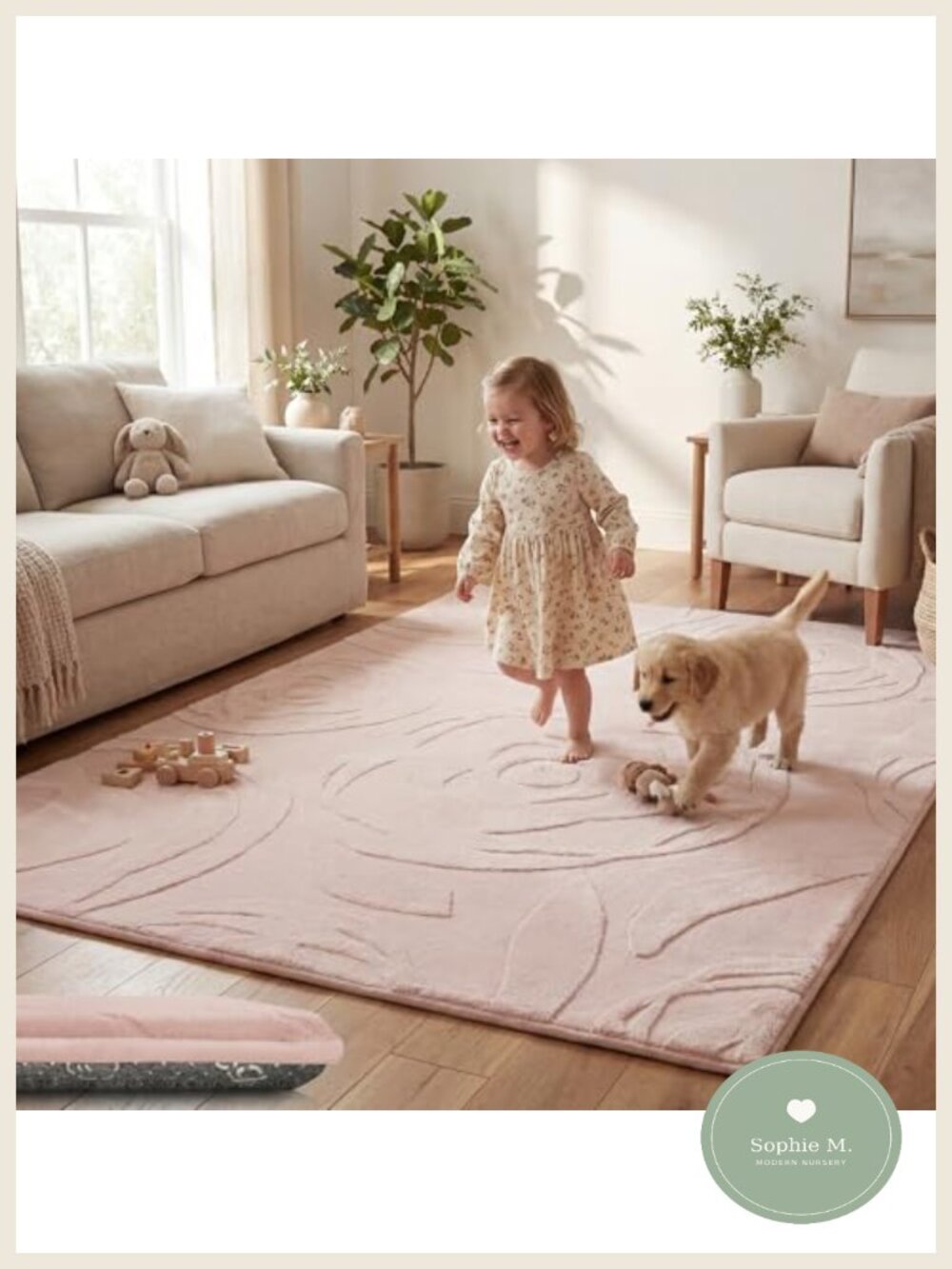 Thick Plush Faux Fur Baby Play Mat Non-Slip Foam Tummy Time